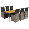 vidaXL Set bistro de grădină cu perne, 7 piese, gri, poliratan