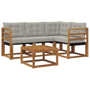 vidaXL Set de canapele de exterior 5 buc. Gri natural și deschis
