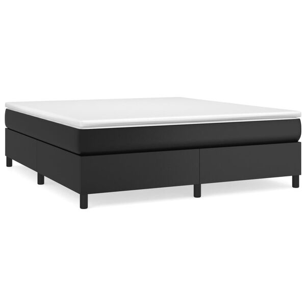 vidaXL Pat box spring cu saltea, negru, 160x200 cm, piele ecologică