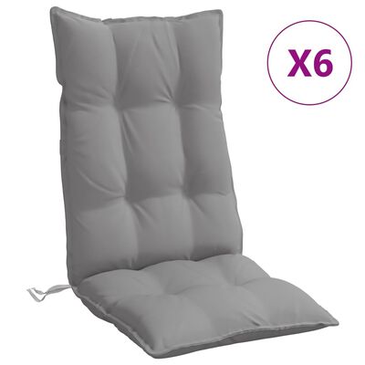 vidaXL Perne scaun cu spătar înalt 6 buc, gri, țesătură Oxford