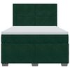vidaXL Pat box spring cu saltea, verde &icirc;nchis, 140x200 cm, catifea