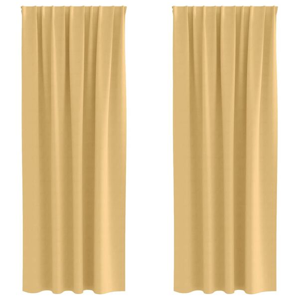 vidaXL Perdele Opaque cu Inel 2 pcs Bej 245 x 140 cm Poliester