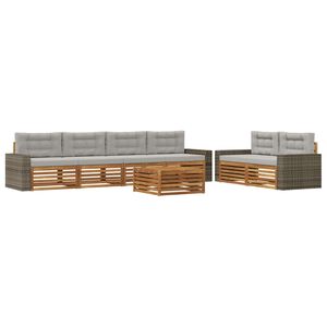 vidaXL Set de canapele de exterior 7 buc. Natural și gri deschis