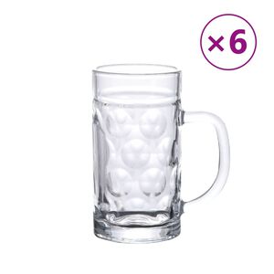 vidaXL Halbe de bere cu m&acirc;ner din sticlă, 6 buc., 500 ml