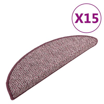 vidaXL Covorașe de trepte de scară, 15 buc., violet, 65x21x4 cm