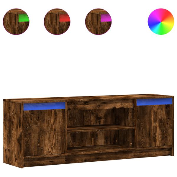 vidaXL Dulap TV cu LED, stejar fumuriu, 139,5x34x50 cm, lemn prelucrat