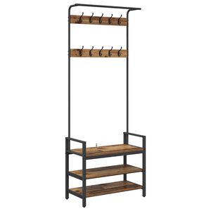 vidaXL Răcător de paltoane Lemn vechi 75 x 34 x 184 cm Lemn compozit