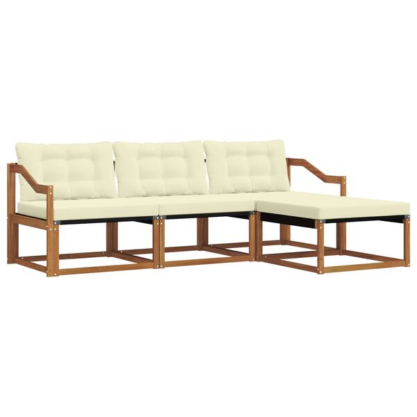 vidaXL Set de canapele de exterior cu pernă 4 pcs Natural și Crem