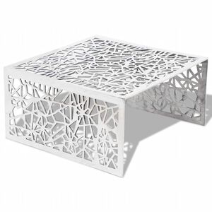 vidaXL Măsuță de cafea cu design geometric, argintiu, aluminiu