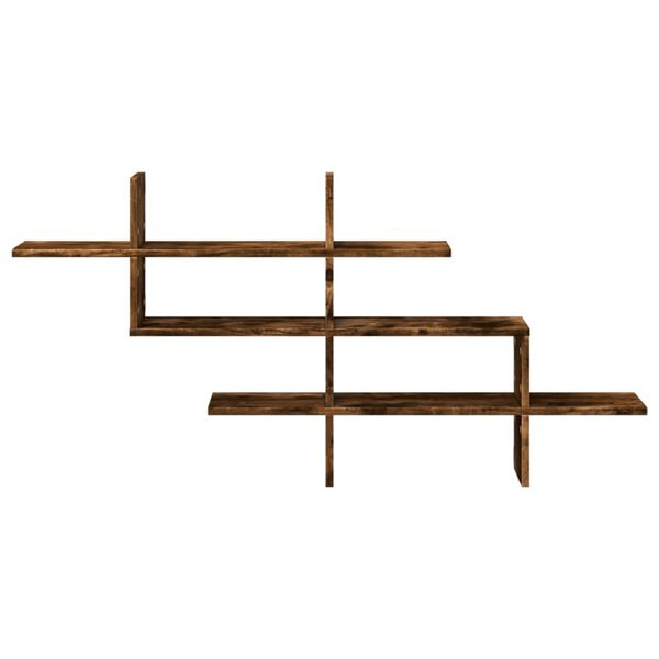 vidaXL Raft perete, stejar fumuriu, 124,5x18x60,5 cm, lemn prelucrat