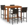 vidaXL Set mobilier bar de grădină, 5 piese, maro