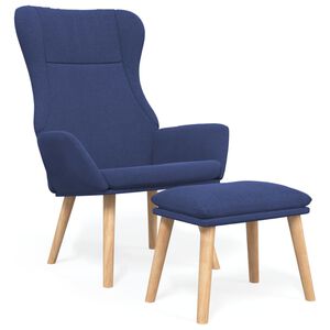 vidaXL Scaun de relaxare cu taburet, albastru, textil