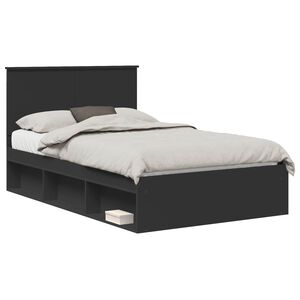 vidaXL Cadru de pat cu headboard Negru 120 x 200 cm Lemn de pin masiv