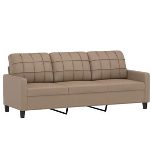 vidaXL Canapea cu 3 locuri, cappuccino, 180 cm, piele ecologică