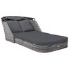 vidaXL Șezlong cu copertină, antracit, poliratan