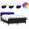 vidaXL Pat cu arcuri cu saltea și LED, negru, 140x210 cm, catifea