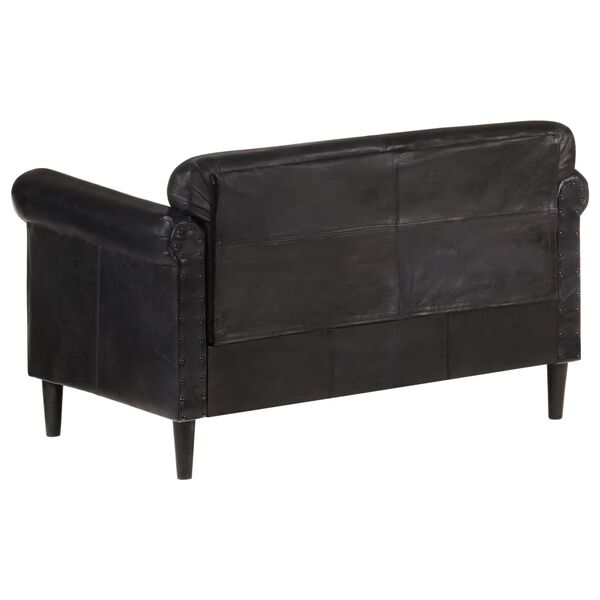 vidaXL Canapea cu 2 locuri, negru, piele naturală
