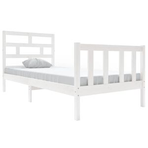 vidaXL Cadru de pat single, alb, 90x190 cm, lemn masiv de pin