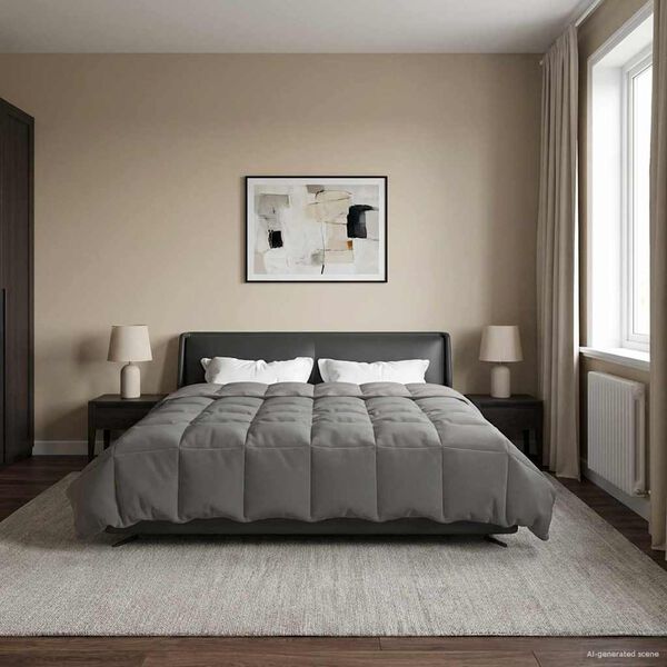 vidaXL Duvet complet pe tot parcursul anului Gri deschis 200 x 220 cm