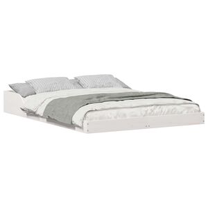 vidaXL Cadru de pat Alb 135 x 190 cm Lemn de pin masiv