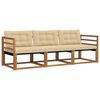 vidaXL Set de canapele de exterior cu pernă 3 pcs Natural și Bej