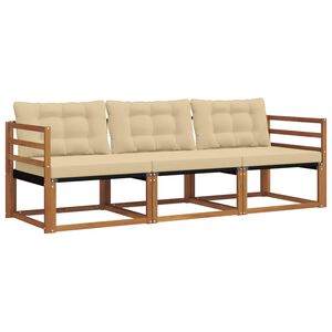 vidaXL Set de canapele de exterior cu pernă 3 pcs Natural și Bej