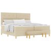 vidaXL Pat cu arcuri cu saltea cu headboard Crem 200 x 200 cm țesătură