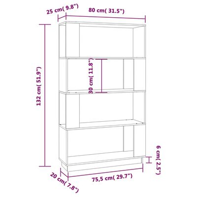 vidaXL Bibliotecă/Separator cameră, 80x25x132 cm lemn masiv pin