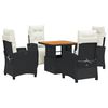 vidaXL Set mobilier de grădină cu perne, 5 piese, negru, poliratan