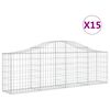 vidaXL Coșuri gabion arcuite 15 buc, 200x30x60/80 cm, fier galvanizat