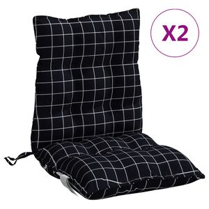 vidaXL Perne scaun cu spătar mic, 2 buc., negru carouri, textil oxford