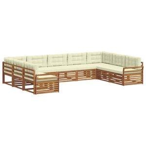 vidaXL Set de canapele de exterior cu pernă 9 pcs Natural și Crem