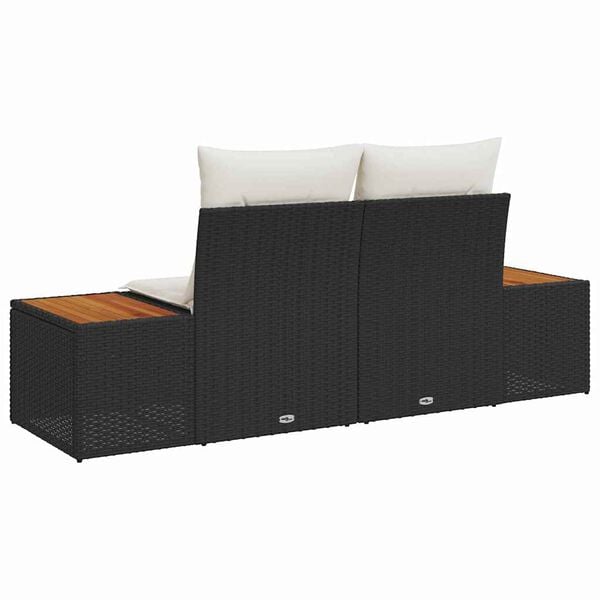 vidaXL Canapea de grădină Negru 184 x 62 x 85cm poliratan