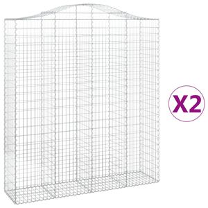 vidaXL Coșuri gabion arcuite, 2 buc, 200x50x220/240cm, fier galvanizat