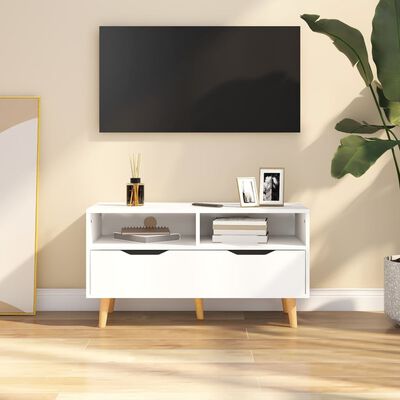 vidaXL Comodă TV, alb, 90x40x48,5 cm, lemn prelucrat
