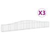vidaXL Coșuri gabion arcuite 3 buc, 400x30x40/60 cm, fier galvanizat