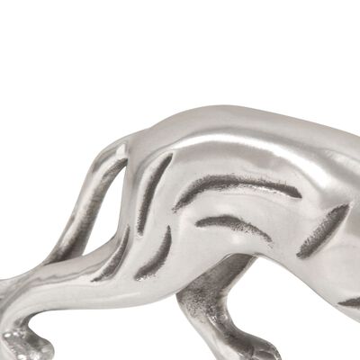 vidaXL Sculptură Panteră din aluminiu solid, 40x5x11 cm, argintiu