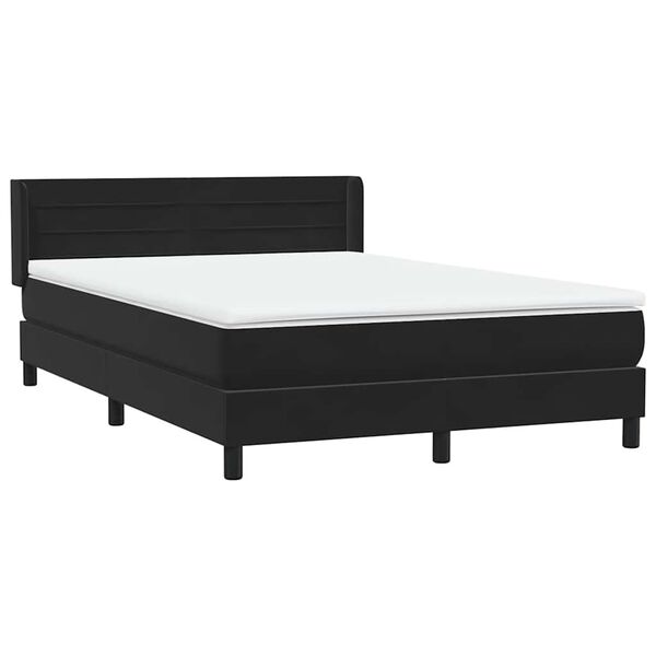 vidaXL Pat box spring cu saltea, negru, 160x210 cm, catifea