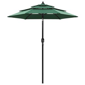 vidaXL Umbrelă de grădină cu 3 niveluri, st&acirc;lp aluminiu, verde, 2 m