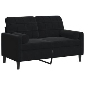 vidaXL Canapea cu 2 locuri cu pernuțe, negru, 120 cm, catifea