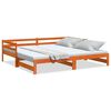 vidaXL Pat zi cu extensie fără saltele, maro, 90x190 cm, lemn masiv