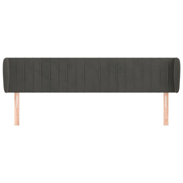 vidaXL Tăblie de pat cu aripioare gri închis 203x23x78/88 cm catifea