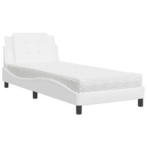 vidaXL Pat cu saltea, Zadar, alb, 80x200 cm, piele ecologică