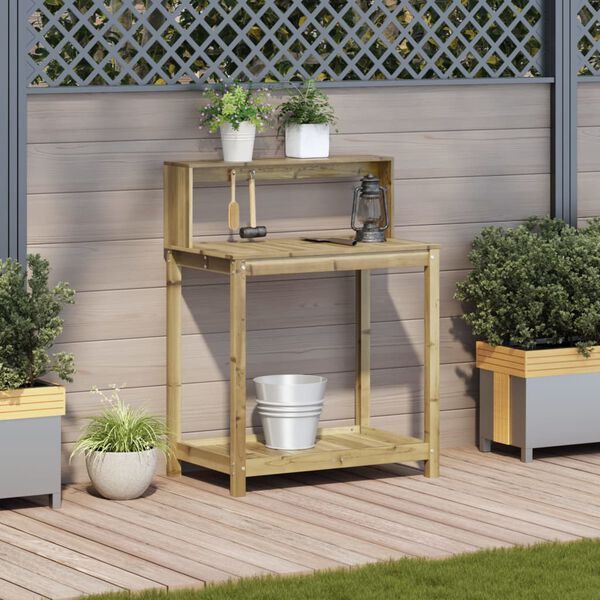 vidaXL Masă de plantare cu rafturi, 82,5x50x109,5 cm, lemn pin tratat