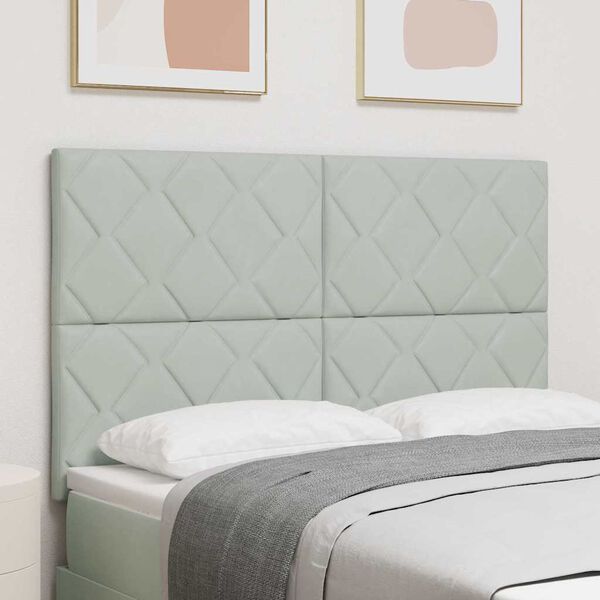 vidaXL Tăblie cap cu headboard Gri deschis 144 cm Catifea