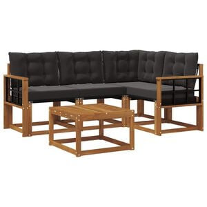 vidaXL Set de canapele de exterior 5 buc. Natural și Negru