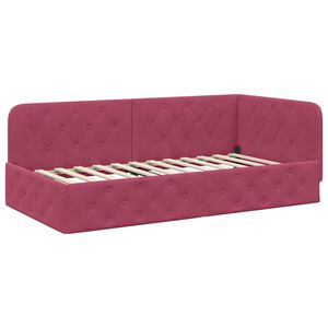vidaXL Cadru de pat colțar cu headboard Roșu Vin 90 x 190 cm Catifea