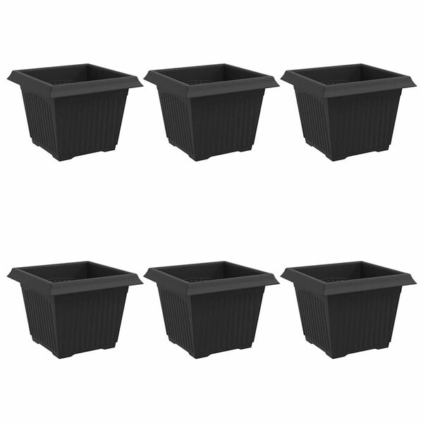 vidaXL Vază pătrată pentru flori 6 pcs Negru 23 x 23 x 17,5 cm Plastic