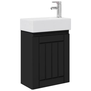 vidaXL Unitate de baie cu robinet Negru 45,5 x 25,5 x 84 cm