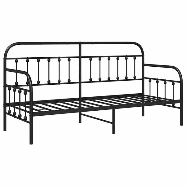 vidaXL Cadru de pat de zi cu headboard Negru 75 x 190 cm Oțel